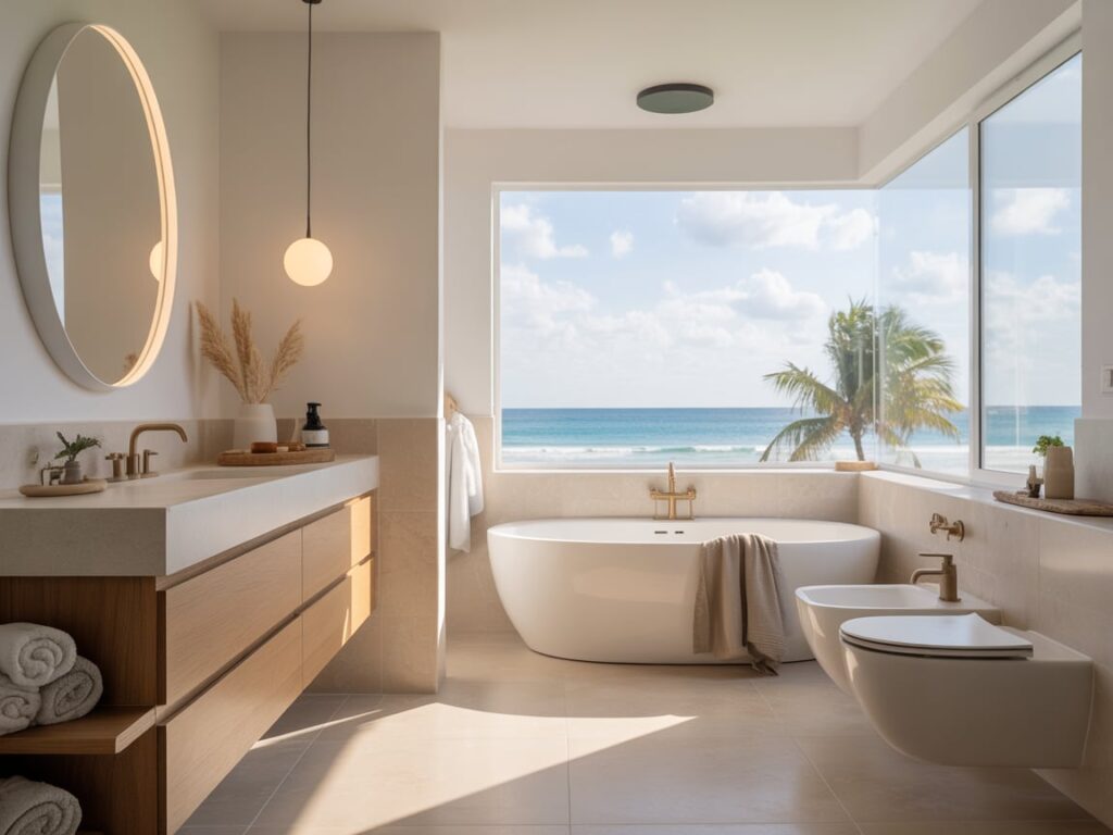 modern coastal bathroom inspired by Miami beaches